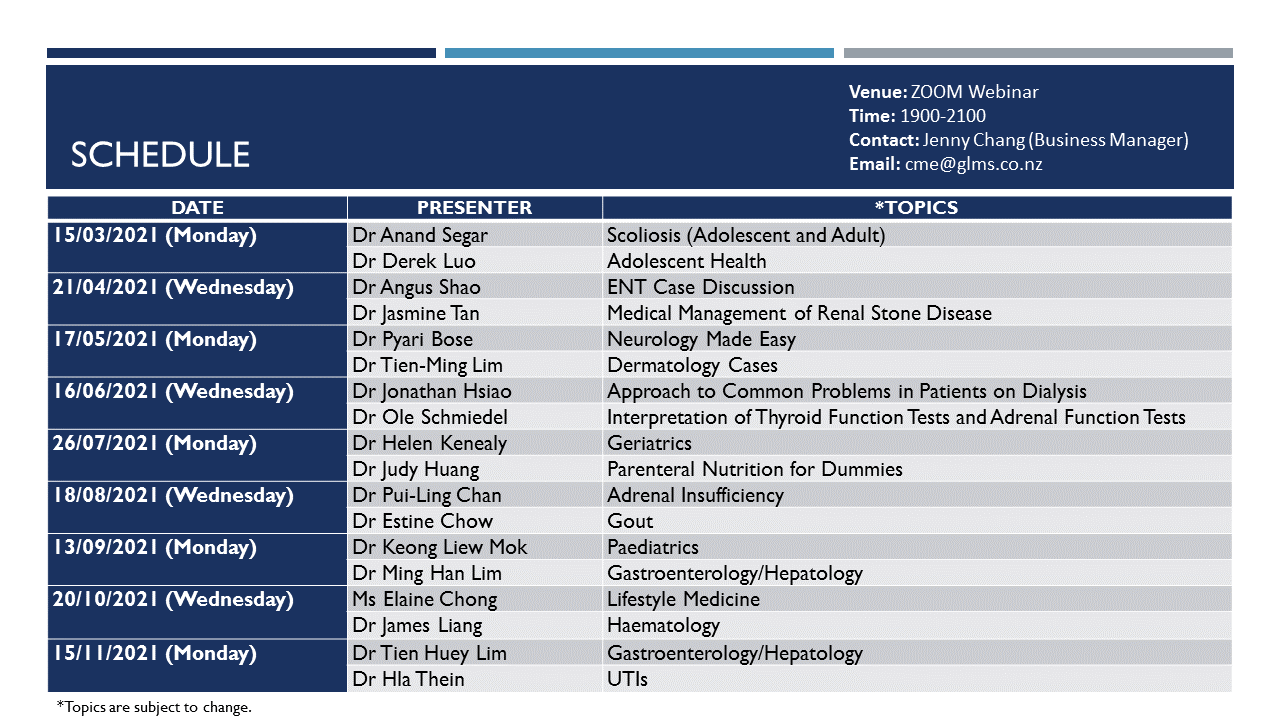 2021 CME Schedule